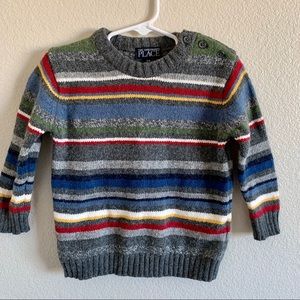 Wool pullover cotton knit striped sweater